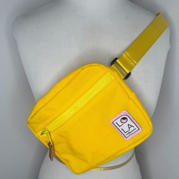 lola Handbags - Lola California Sleek Hippie Waist Crossbody Fanny Pack Nylon Yellow Belt Bag